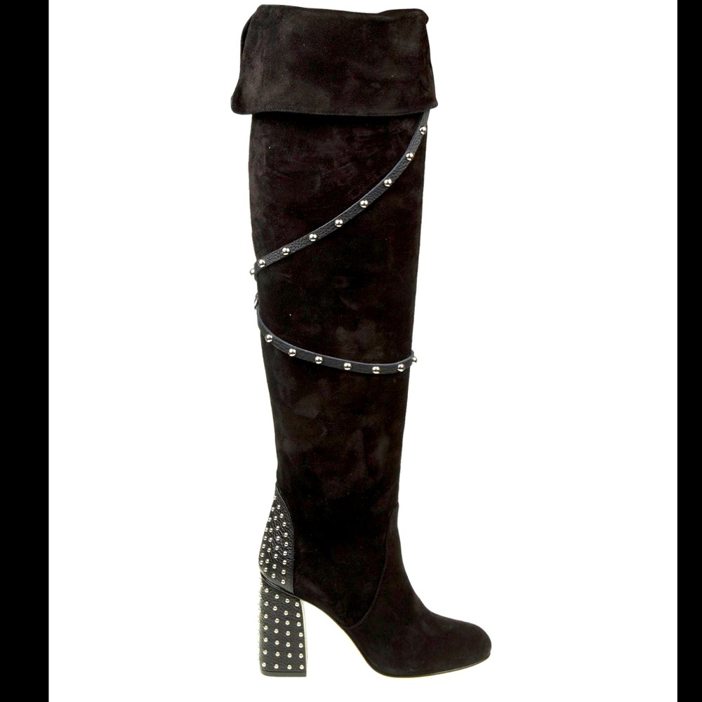 RED Valentino Black Suede Boots With Studs 6.5